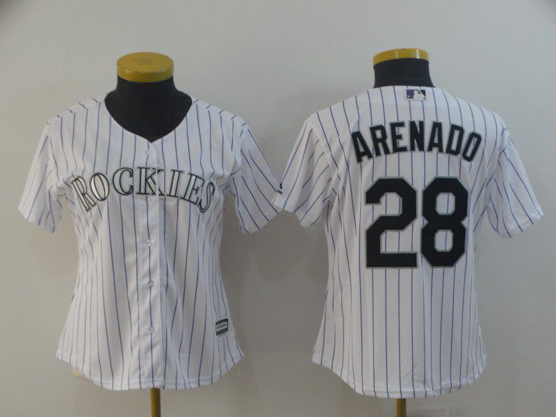 Women Colorado Rockies 28 Arenado White Game MLB Jersey